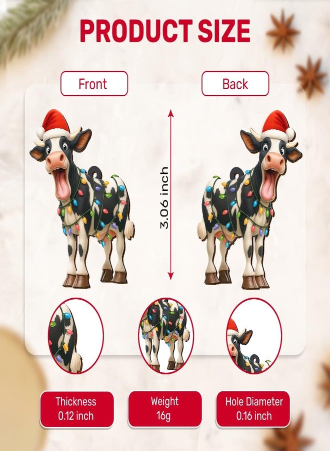GENANY Dairy Cow Christmas Ornament, Farmhouse Hanging Ornaments 2025, Wooden Keepsake, Christmas Funny Gifts for Men Women, Cow Themed Tree Decorations - Image 2